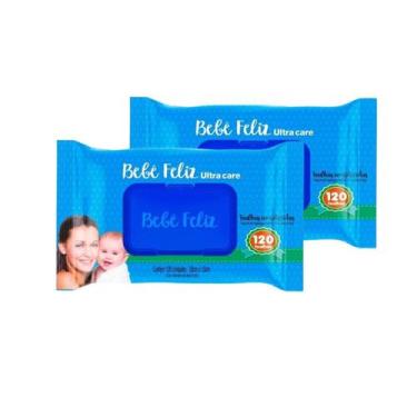 Imagem de Kit 02 Toalha Umidecida Bebê Feliz 120 Unidades  Ultra Care
