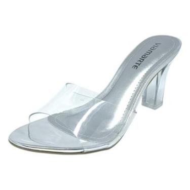 Imagem de Tamanco Feminino Salto Médio Translúcido Moderno Via Marte-Feminino