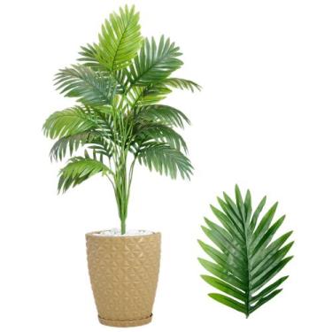 Imagem de Planta Artificial Palmeira Com Vaso Pedra Branca Completo - Flor Imp