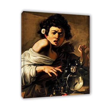 Imagem de Arte de parede em tela clássica emoldurada - Michelangelo Merisi Caravaggio Impressões - Reprodução de pinturas a óleo famosas - Menino mordido por um lagarto - Fotos de arte em tela arte de parede 50