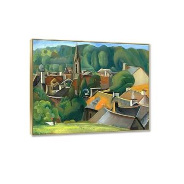 Imagem de Moldura dourada - arte de parede famosa em tela - Boris Dmitrievich Grigoriev Reproduções de pintura a óleo Giclee Impressão em tela - Pôster 'Pont Aven' Impressão de imagens de paisagem para