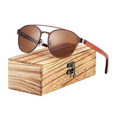 Imagem de Óculos de Sol Barcur Madeira Natural Polarizados Artesanal BC4119, Mar