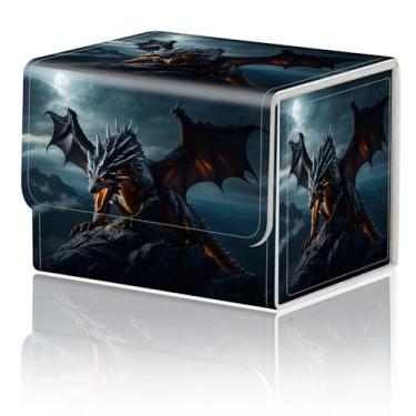 Imagem de Caixa de armazenamento de jogos de cartas TCG Deck Box MTG Card Box Organizer Trading Card Box Commander Deck Box TCG Card Storage Box Magnetic Closure Creative Pattern Até 200 Cartões, Rock Wings