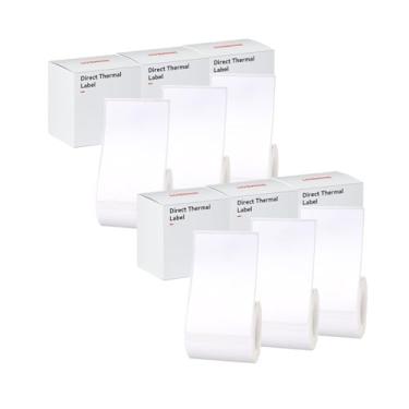 Imagem de 6 rolos de fita de etiqueta branca 50 x 80 mm compatível com NIIMBOT B1 B21 B3S etiquetadora, impermeável, autoadesivo, papel de substituição para escritório e casa.