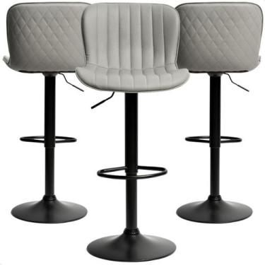 Imagem de Kit 03 Banqueta Giratória Alta Encosto Bancada Cozinha Bar prime.offic