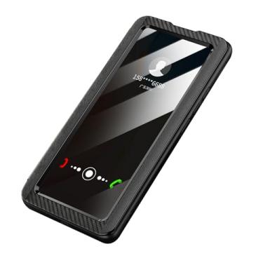Imagem de LYJSMGZ Capa de couro genuíno para Samsung Galaxy S25 Ultra/S25 Plus/S25, Smart Flip View, hibernação fechada, capa fina, suporta carregamento sem fio, preta, S25 Plus