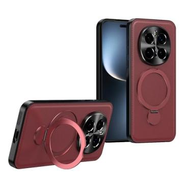 Imagem de FWYANZH Capa de couro para Honor Magic 7 Pro/7, suporte magnético giratório, suporte para celular, capa fina com proteção de lente com tudo incluído, capa, vermelha, 7Pro