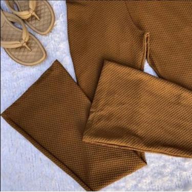 Imagem de Calça colmeia Bailarina boca larga feminina - Mem modas, Marrom, GG