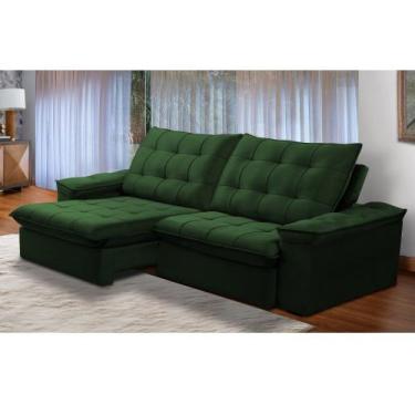 Imagem de Sofá Retrátil e Reclinável Alasca New 5 Lugares Veludo Verde 250cm - F