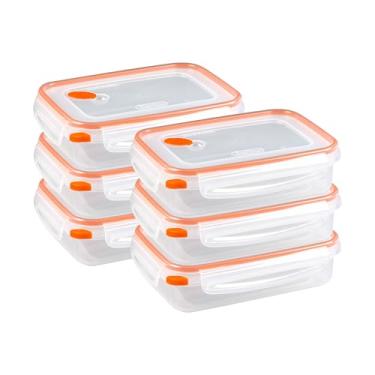 Imagem de Sterilite 03211106 Ultra Seal 5.8 Cup Food Storage Container, Clear lid and base with Tangerine Accents, 6-Pack