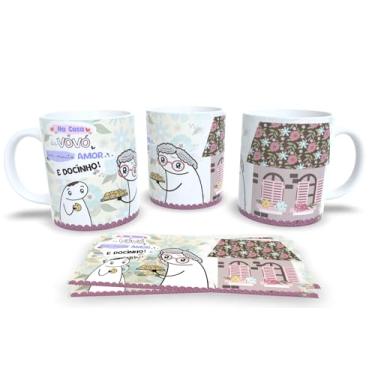 Imagem de Caneca de Porcelana Personalizada dia dos Avós Com Frases Engraçadas, Divertidas P21 (Na Casa da vovó amor)