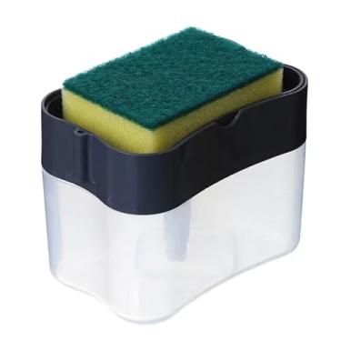 Imagem de Dispenser de Detergente 2 em 1 com Esponja | Dosador Automático para Pia | Porta-Detergente Compacto | Suporte para Esponja | Organizador de Cozinha | Economia de Sabão | Fácil de Usar e Recarregar