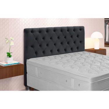 Imagem de Painel de Cama Box Estofada Casal Embaixatriz Plus Suede Cinza - Simbal