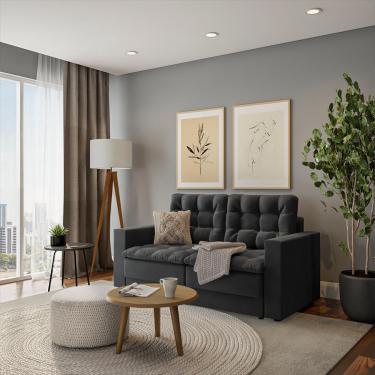 Imagem de Sofá 3 Lugares Retrátil Berlim Suede Grafite