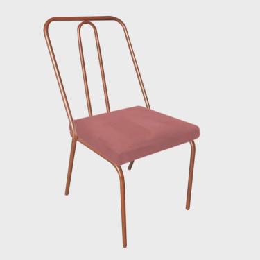 Imagem de Cadeira de Jantar Drika Office Escritório Recepção Ferro Bronze Suede Rose Gold - Ahz Móveis