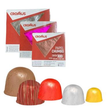 Imagem de kit 600 un Papel Chumbo P/ Embalar Bombom Trufa 10x9,8cm - Genérica