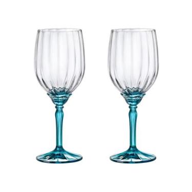 Imagem de Taça de Vidro Bormioli Rocco Para Vinho 380 ml Florian Blue 2 Peças