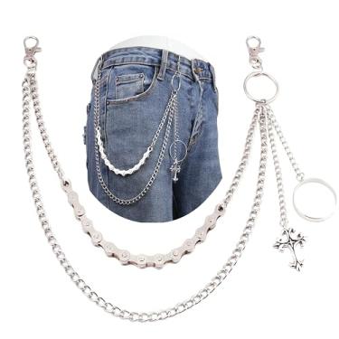Imagem de DOFE Correntes de jeans gótico, correntes de bolso punk, correntes para calças hip hop, unissex, correntes em camadas, corrente fofa para calças com fechos lagosta nas duas extremidades., 50cm, Aolly,