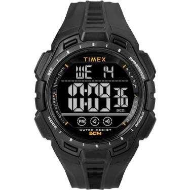 Imagem de Timex Relógio digital masculino de 43 mm - pulseira preta com mostrador digital e caixa preta, Preto