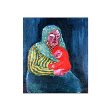 Imagem de Emiil Noldee Impressão de pintura famosa em tela - reprodução de imagem em tela - mãe e filho - impressões de arte de parede em tela para decoração de sala de estar 30 x 35 cm 12 x 13 polegadas sem