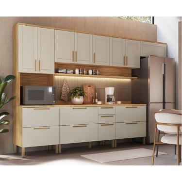 Imagem de Cozinha Completa Modulada 6 Peças 187,5cm 100% Mdf Estônia Espresso Móveis Amêndoa/Off White