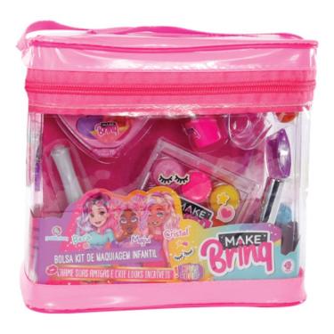 Imagem de Maleta Bolsa Maquiagem Kit Make Sombra Gloss Brilho Batom