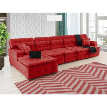 Imagem de Sofá Orlando 4.20x1.90m Com Chaise, Retrátil E Reclinável - Vermelho