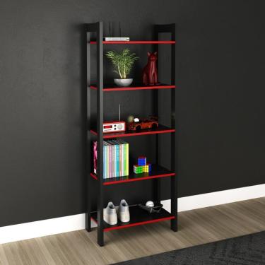 Imagem de Estante 5 Prateleiras Me4166 Tecnomobili Preto/Vermelho