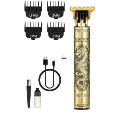 Imagem de Máquina de Cortar Cabelo e Barba Masculina 3 em 1 – Aparador e Barbeador Elétrico Profissional, Potente, Silencioso e Recarregável para Uso Doméstico ou Barbeiro - Design de Dragão.