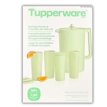 Imagem de Tupperware Conjunto de jarro e 4 copos Heritage com tampas - verde menta