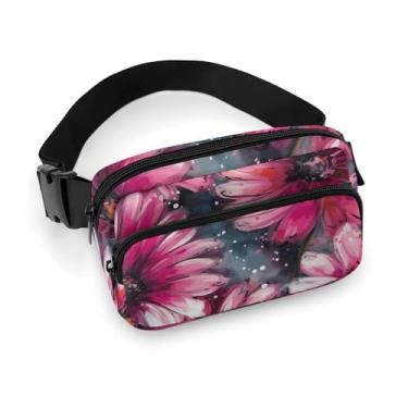 Imagem de Bolsa de cinto, bolsa de cintura, pêssego, margaridas desenhadas à mão, bolsas transversais para mulheres, bolsa de bumbum em todos os lugares, bolsa de cinto