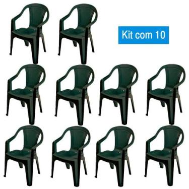 Imagem de kit 10 Poltrona de Plástico Pegasus Preta - Central de Embalagens