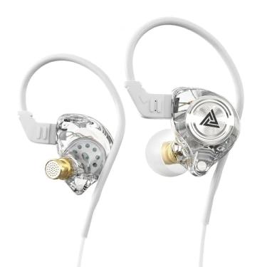 Imagem de URIZONS QKZ AK3 Fones de ouvido de resina dinâmica transparente para monitor de DJ, fones de ouvido intra-auriculares com fio de 3,5 mm com microfone, estéreo, graves pesados para esportes/jogos