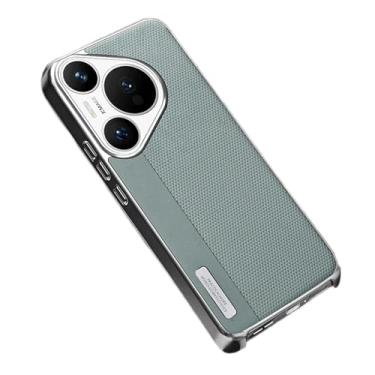 Imagem de FWYANZH Capa de couro para Huawei Pura 70 Ultra/70 Pro +/70 Pro/70, revestimento minimalista sem borda capa de emenda cor elegante capa anti-impressão digital, verde, 70 Pro +