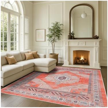 Imagem de Fame Rugs Tapete turco Lavável Vintage Oriental Inspirada Tradicional Tapete Pequeno Moderno Tapetes de Entrada Luxo Entrada Quarto Banheiro Cozinha (380TT, 2,5 m x 30 cm)