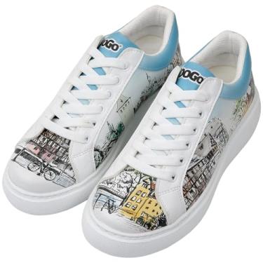 Imagem de DOGO Tênis feminino plataforma plataforma, feito à mão, couro vegano, exclusivo, Design Take a Walk, 38