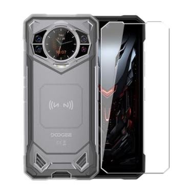 Imagem de WDMYLFTW Capa para Doogee S200 / Doogee S200X + película protetora de tela de vidro temperado - Capa protetora de TPU (transparente) de silicone transparente e flexível à prova de choque (transparente