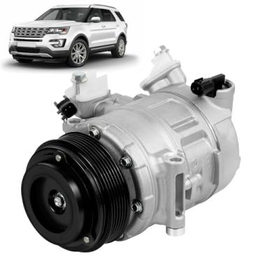 Imagem de Compressor de ar condicionado AC 198358 com embreagem compatível com Ford Explorer/Taurus/Flex 2013-2018 (3,5L/3,7L); compatível com Lincoln Continental 2017-2018 (3,7L) MKZ/MKS e MKT (V6 3,5L/3,7L)