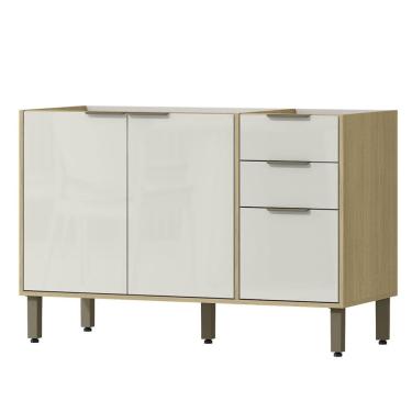 Imagem de Balcao Pia Sem Tampo 120 cm GLOR BGL02 Castanho Off White MXM