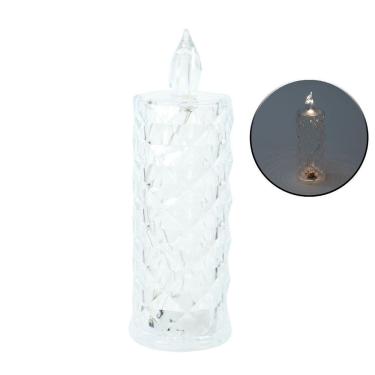 Imagem de Vela Decorativa de LED 15cm Acrílico Transparente - Tudo em Caixa