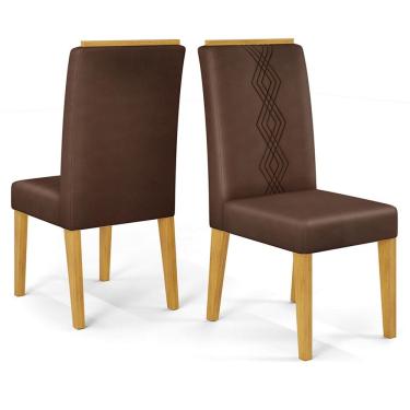 Imagem de Kit 2 Cadeiras De Jantar Estofadas Yasmin Veludo Moca Cedro Dj Moveis