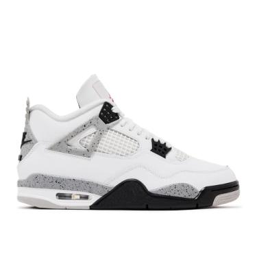 Imagem de Nike Tênis de basquete masculino Air Jordan 4 Retro White Cement Summit Branco/Vermelho fogo FV5029-100, Summit branco/vermelho fogo, 43