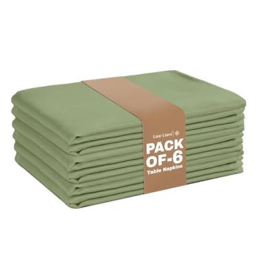Imagem de LANE LINEN Pacote com 6 guardanapos de pano verde Celadon 50 x 50 cm, guardanapos de jantar em tecido 100% poliéster com bordas com bainha, guardanapos laváveis e reutilizáveis, ideais para festas