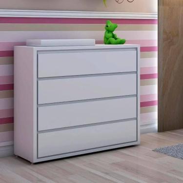 Imagem de Cômoda Infantil 4 Gavetas Moderna Coleção Sol E Mar Branco