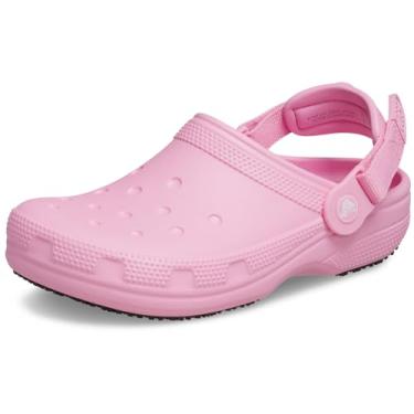 Imagem de Crocs Tamancos de trabalho clássicos unissex para adultos, ajustável, antiderrapante, com estrutura sem furos, Tweed rosa, 36