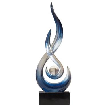 Imagem de AWNR Estátuas de decoração abstrata art déco para casa, prateleiras, mesa, sala de estar, sala de jantar, decorações de escultura moderna de casas para venda (azul gradiente)