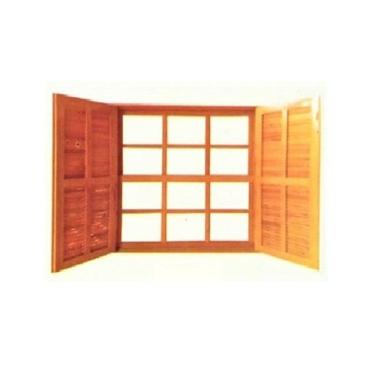 Imagem de Janela de Abrir / Guilhotina Vidro e Veneziana - Madeira Maciça - Angelim