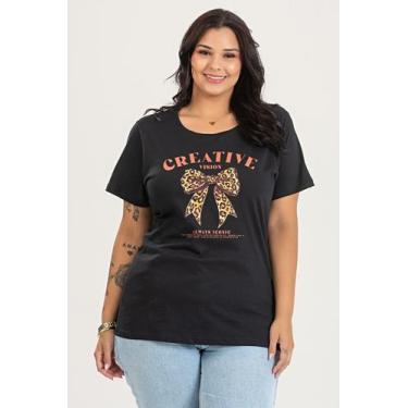 Imagem de T-shirt Feminina Plus Size em Malha Algodão c/ Estampa "CREATIVE" - Se