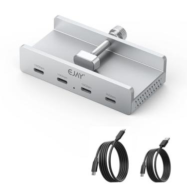 Imagem de Hub USB C de 10 Gbps – EJAY 4 portas de alumínio USB 3.2 design de grampo de encaixe para mesa/computador com porta de fonte de alimentação extra e cabo de dados de 119 cm de comprimento e cabo de