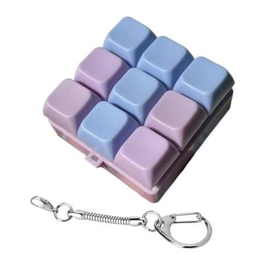 Imagem de Milageto Teclado teclado 9 chave de mecânico clicker presente leve compacto brinquedo de chaveiro para o escritório em casa, Azul Roxo
